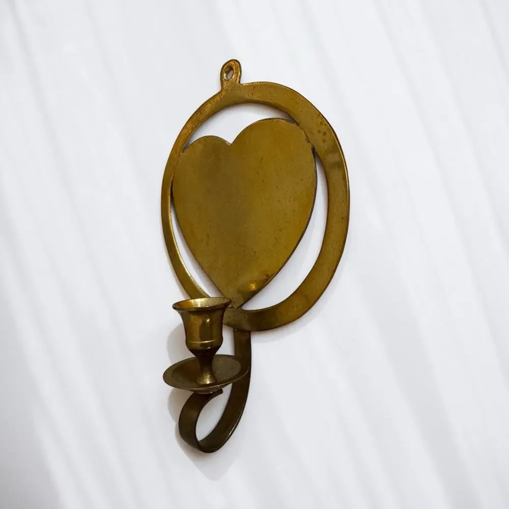 Vintage Solid Brass Heart Wall Sconce Candle Holder Liards Ltd